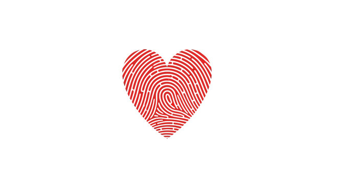 Fingerprint Heart Symbol Love Concept.