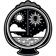 A mirror with digital displays showing time 