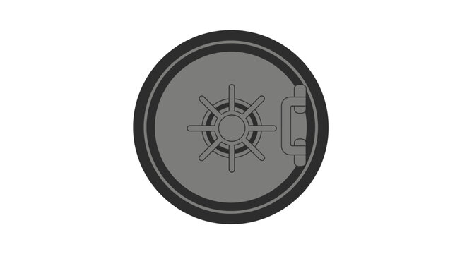 Gray metal safe lock dial.