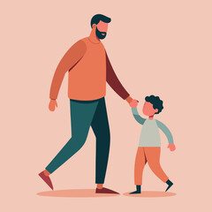 A modern flat vector of a father holding his child. 