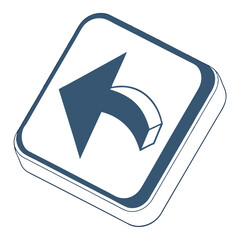 A modern minimalist icon featuring a white curved. 