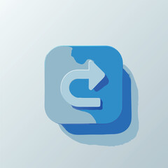 A modern minimalist icon featuring a white curved. 