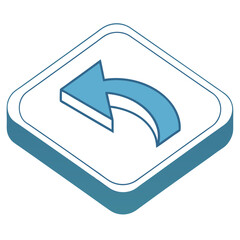 A modern minimalist icon featuring a white curved. 