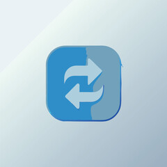 A modern minimalist icon featuring a white curved. 