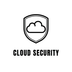 Minimalist cloud security shield logo icon vector design template