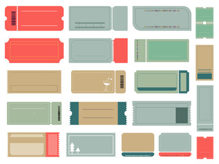 チケット・クーポン券のデザイン素材 20点セット｜ヴィンテージ・レトロ・モダン