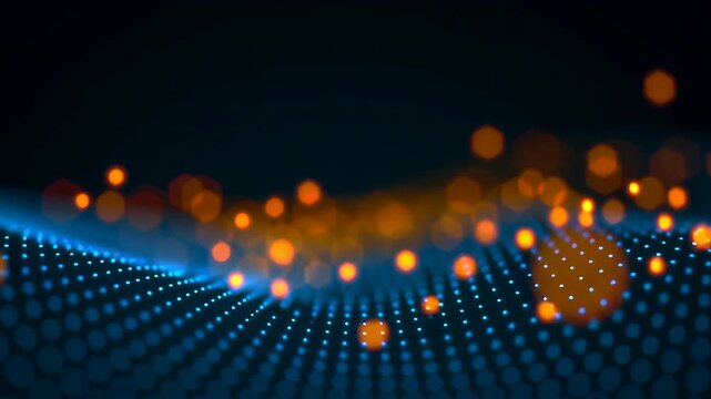 Glow digital chain with block big cube crypto technology concept currency datum mountain cyberspace business network computer abstract communication background database programming future software