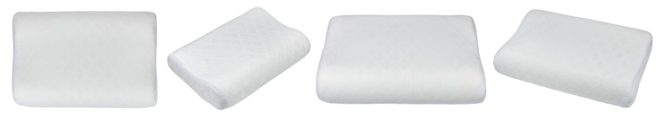 Orthopedic pillow on white background. Physiotherapy concept. Soft comfortable pillow.