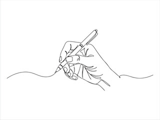 Person holding pen drawing smooth signature or signature line