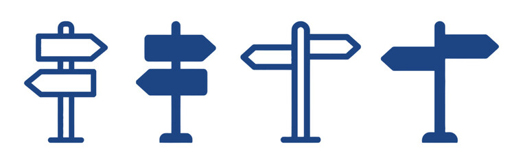 Directional signpost and road sign icons for navigation © Dreamscaretion
