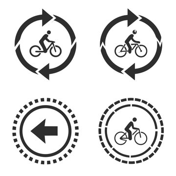 Four black and white icons representing cycling and backtracking Vector