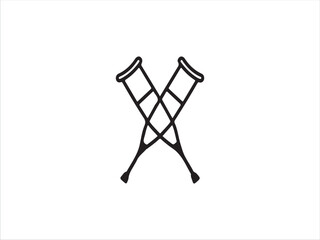Simple black and white illustration of crossed crutches design