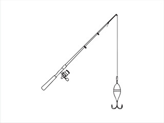 Simple fishing rod with hook and bobber illustration for outdoor activity