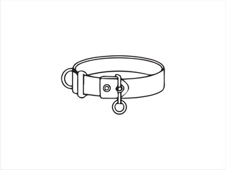 Simple black dog collar with metal buckle and ring attachment isolated image