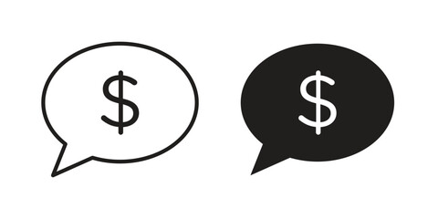 Fototapeta premium Comment dollar icon. linear style sign for mobile concept and website ui design