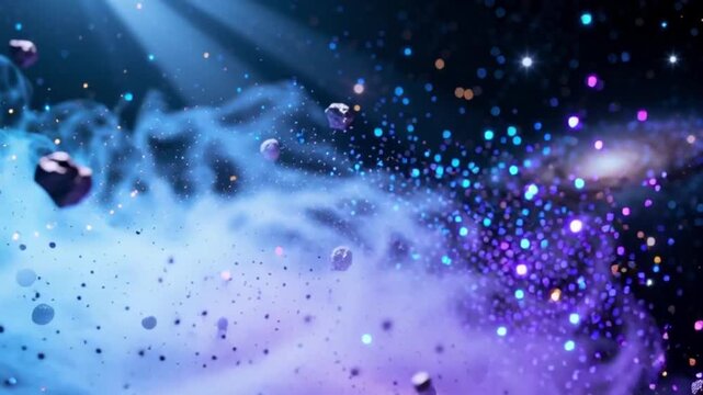 Ultra detailed slow motion cosmic dust drifting in deep space with cinematic lighting and glowing nebula atmosphere. Perfect for space backgrounds, sci-fi themes, universe concepts, and astronomy visu