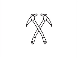 Two crossed ice picks or climbing tools illustration on transparent background