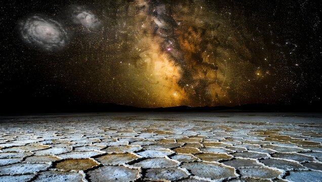 Southern Milky Way Core Rising over Atacama Desert - Galactic Heart Dancing with Magellanic Clouds