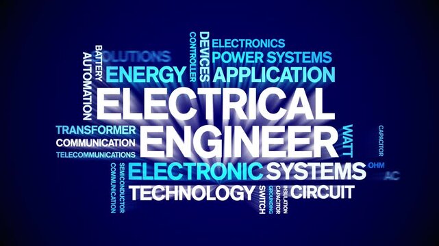 Electrical Engineer animated word cloud-text design animation tag kinetic typography seamless loop.