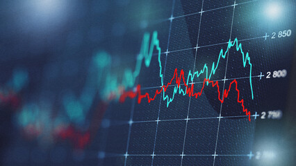 Fototapeta premium Market trends show fluctuation in stock prices over different time periods