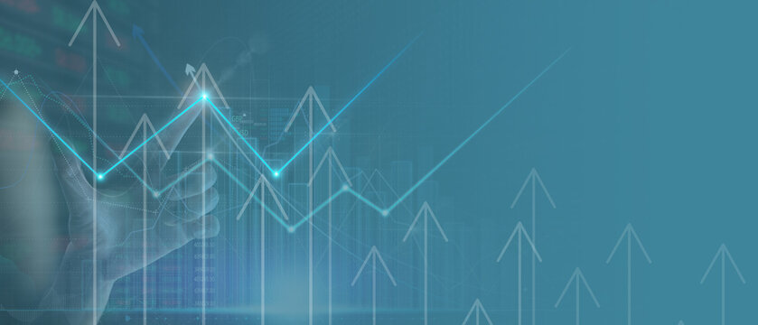 Financial Growth Chart with Upward Trend and Arrows
