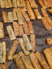 Various bakery products are found on the supermarket shelf