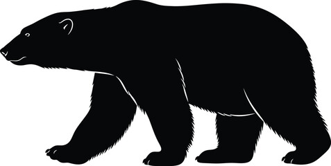 Fototapeta premium Vector illustration of a walking bear silhouette against a clean background from a side viewpoint for graphic designs
