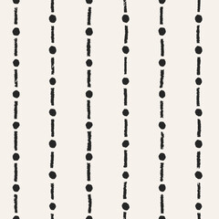 Seamless abstract pattern. Black and white background with hand-drawn dots and dashes, thin line strokes and points. Endless repeating print, texture for textile design. Flat vector illustration © Good Studio