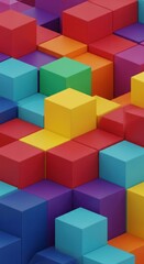 Naklejka premium Colorful 3D Cubes Background. Concept featuring 3d cubes, colorful background, vibrant colors, geometric shapes, abstract design.