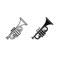 Simple trumpets line drawing and filled Vector © TanzinaStock