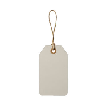 Blank white gift tag with string isolated on transparent background