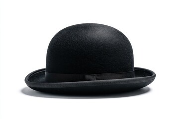 Obraz premium Black Bowler Hat on White Background â€” Classic Formal Headwear