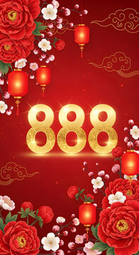 Premium 888 Prosperity Chinese New Year Postcard Design