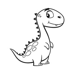 Obraz premium Cute Baby Dinosaur Line Art Character