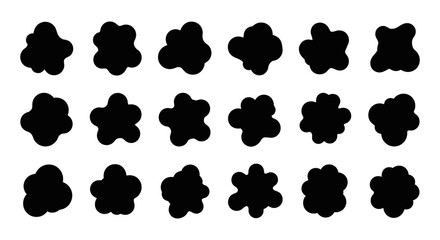 Obraz premium abstract black blob shapes organic liquid forms isolated on white for modern graphic design elements and creative fluid textures.