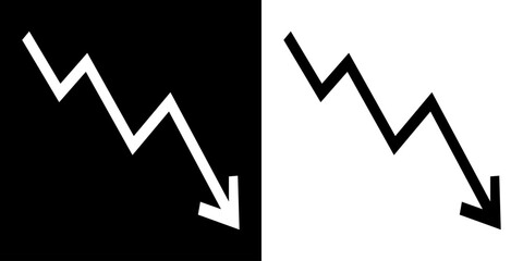 Black and white down fall arrow graph falling down concept of loss © hadidesign