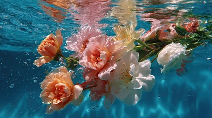 Underwater Floral Fantasy Scene Generative AI