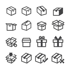 Isometric icons of boxes and packages for shipping and delivery