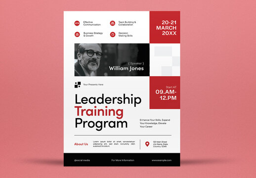 Red And Black Leadership Training Program Flyer Layout