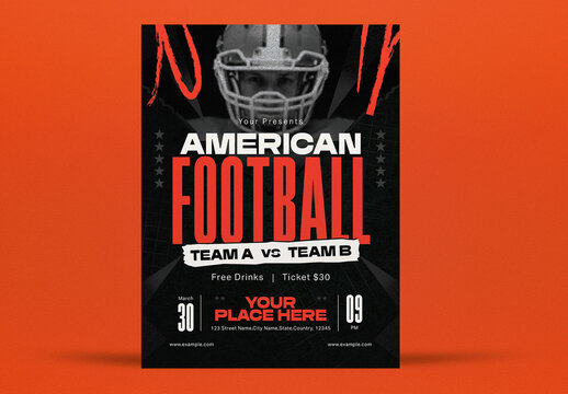 Black Scrapbook American Football Flyer Layout