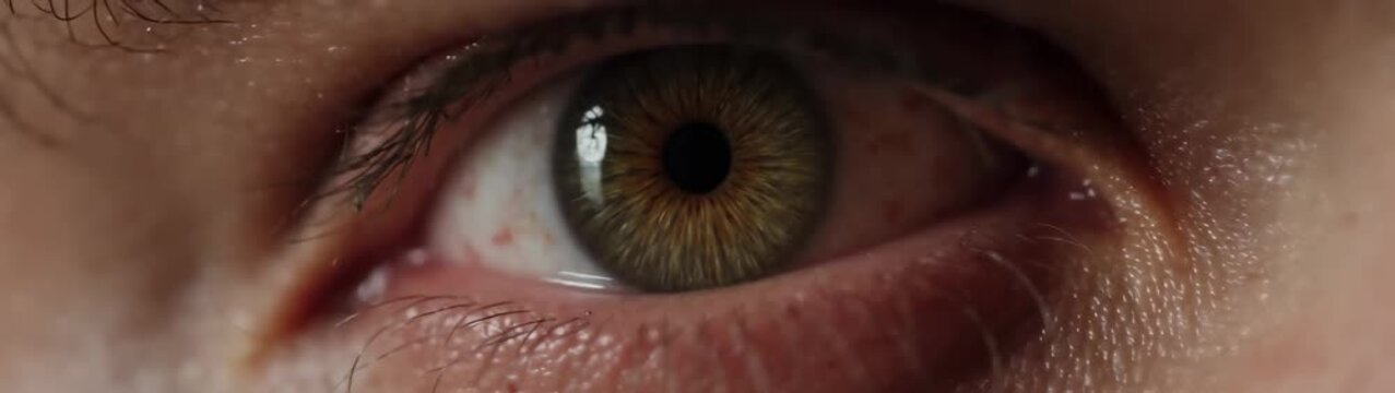 A close-up of a person's eye with a focus on the eyelashes and the eye's natural color the video emphasizes the beauty and complexity of the human eye