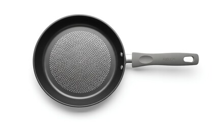 Overhead view of a nonstick frying pan on white 3.