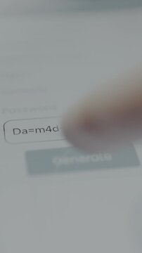 Finger taps Generate to create a new password