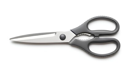 Sharp Kitchen Scissors on White Background for Culinary Tasks.
