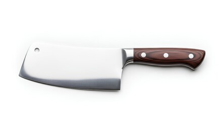 Sharp Meat Cleaver on White Background for Culinary Use.