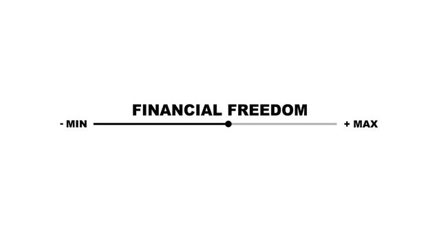 The concept of financial freedom on white background. Business adjusting virtual slider from min to max, process to financial freedom. business financial freedom concept video. 4k video.