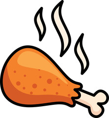 Obraz premium Hot fried chicken drumstick icon for fast food restaurant menu and delicious crispy deep fried poultry snack