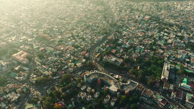 Dehradun Ghanta ghar Clock Tower drone shot wide to close
