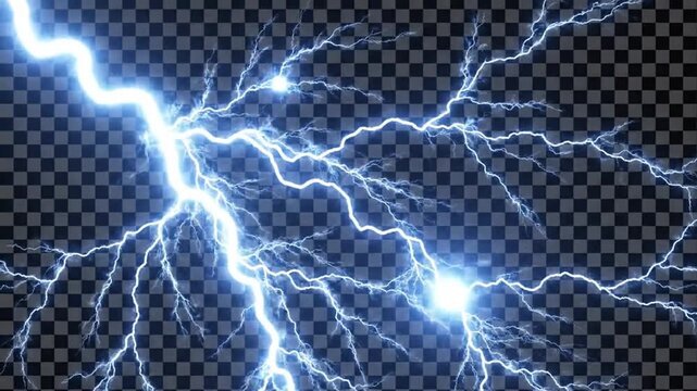 lightning bolt on transparent background, electrical storm
