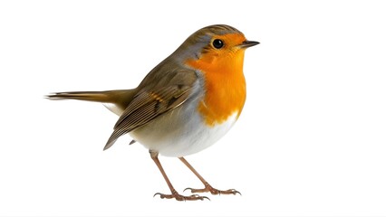 Fototapeta premium A small bird with vibrant orange and gray feathers standing on transparent background